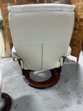 Benchmaster Leather Swivel Reclining Chair with Ottoman