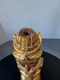 Praying Burmese Mandalay Style Gilded Vintage Wooden Buddha with Glass Inlay (B)