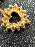 Emerald & 10K Gold Heart Stud Earrings