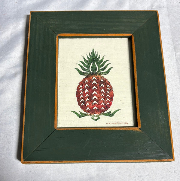 Pineapple Art w/Painted Green Frame by Wendy Schultz Wubbels (Signed)