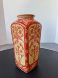 Orange & Tan Chinoiserie Ceramic Vase