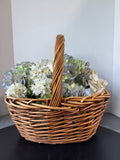 Woven Hand Basket with Faux Hydrangeas