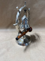 Silver And Brass Desk Top Bell With Wooden Mallet