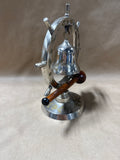 Silver And Brass Desk Top Bell With Wooden Mallet