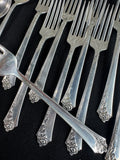 103-Piece Heirloom Damask Rose Sterling Silver Flatware Set
