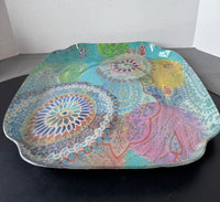 Signed Jeanne Wassenaar Art in Motion Bohemian Glass Tray