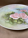 Pink Roses Handpainted Plate — E. Skelly