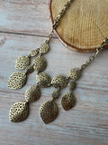 Kim Rogers Gold Tone Leaf Bib Necklace
