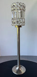 Crystal Beaded Silver Tone Pedestal Candle Holder & Lamp