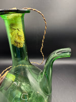 Italian Green Blown Glass Ice Chiller Decanter With Straw Stoppers