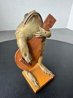 Taxidermy Folk Art Frog Holding Guitar