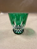 (A) Green Faberge Cut Glass Vodka Shot Glass — Signed Faberge