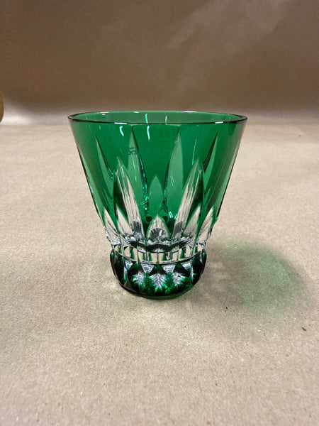 (A) Green Faberge Cut Glass Vodka Shot Glass — Signed Faberge