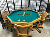 Oak Game Table  with (4) Rolling Chairs ***HEAVY ITEM***READ DETAILS ON PICK UP POLICY***