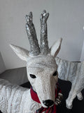 Pair of Glittery Faux Cable Knit Sweater Resin Deer