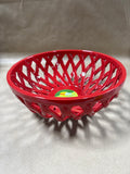 Red Ceramic Bread Basket