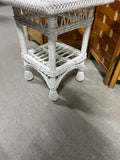 White Wicker Side Table