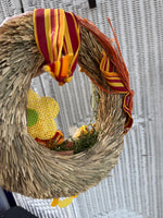 Floral Chicken Straw Wreath