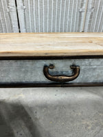 Rustic Farmhouse Galvanized Tin Accented Suitcase Bench