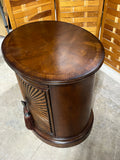 Oval End Table/Cabinet, with Tray Pullout