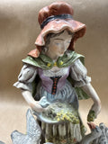 Italian Capodimonte Woman Feeding Geese