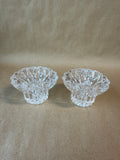 Clear Cut Glass Candle Holders - Pair