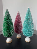Trio of Cotton Candy Colored Bottle Brush Christmas Trees
