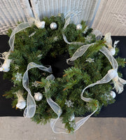 Faux Fir Centerpiece Candle Ring with White Doves