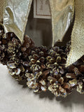 Small Pinecone Wreath With Gold Ribbon