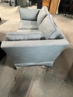 Upholstered Love Seat, steel blue color,  2 Available, PRICED INDIVIDUALLY, $225 each***HEAVY ITEM***