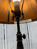 Oiled Bronze Tone Metal Lamp with Amber Colored Shade (WORKS)