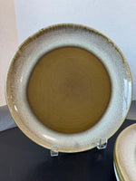 4-Piece Harkerware Brown Drip Glazed Stoneware Dinner Plates Set