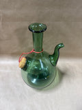 Italian Green Blown Glass Ice Chiller Decanter With Straw Stopper (A)
