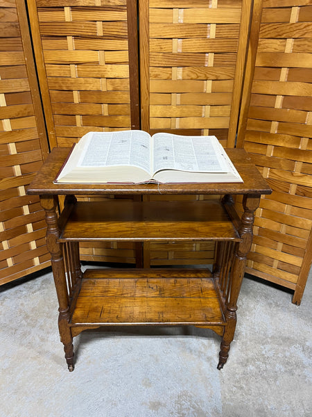 Antique Three Tier Dictionary/Book Stand on Casters