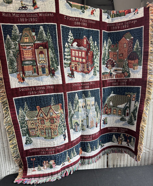(A) Department 56 Heritage Village Collection Tapestry Style Fringed Blanket