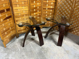 Glass Top Side Tables with Bentwood Bases, (2)