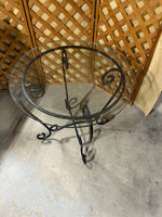 Round Glass Top Side Table with Metal Base