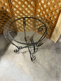 Round Glass Top Side Table with Metal Base