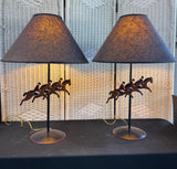 Pair of Guild Master Metal Fox Hunters Table Lamps (WORKS)