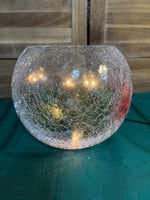 Snowman Face Crackle Glass Globe w/Sting of Lights