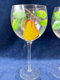 Trio of Painted Fruit Wine Glasses