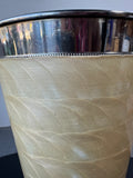 Metal & Iridescent Cream Scale-Look Waste Basket