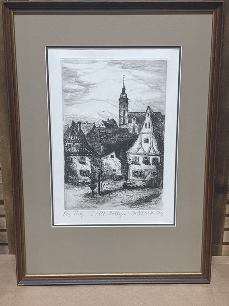 (A) German Townscape Etching by Haunnel Witschke; Signed