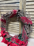 Grapevine Christmas Wreath With Poinsettias