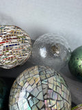 11-Piece Assorted Decorative Glass Orbs in Basket