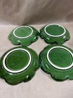 (B) Set Of 4 Dark Green Belo Faience Green Salad Plates
