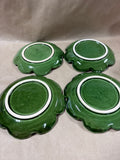 (B) Set Of 4 Dark Green Belo Faience Green Salad Plates