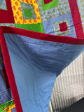 Square in Square Primary Colors Hand Made Quilt