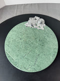Large Arthur Court Style Green Marble Cheese Board with Fruit Motif