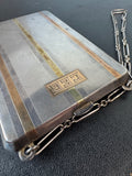 Art Deco Vintage Sterling Silver Compact Purse with 14K Gold Accents
